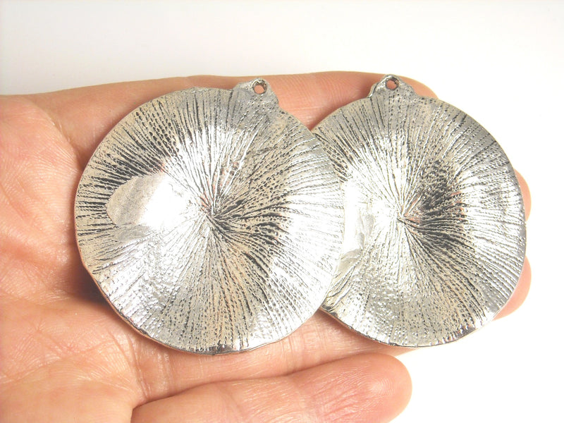 Charm - Antiqued Silver Plated - Snake Skin Texture - 41mm - 2 pcs - Pim's Jewelry Supplies