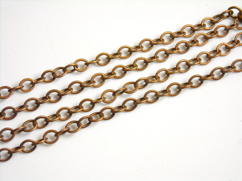 Chain - Antique Copper Plated - Grade A - 3.5mm x 2.5mm - 10 feet - Pim's Jewelry Supplies