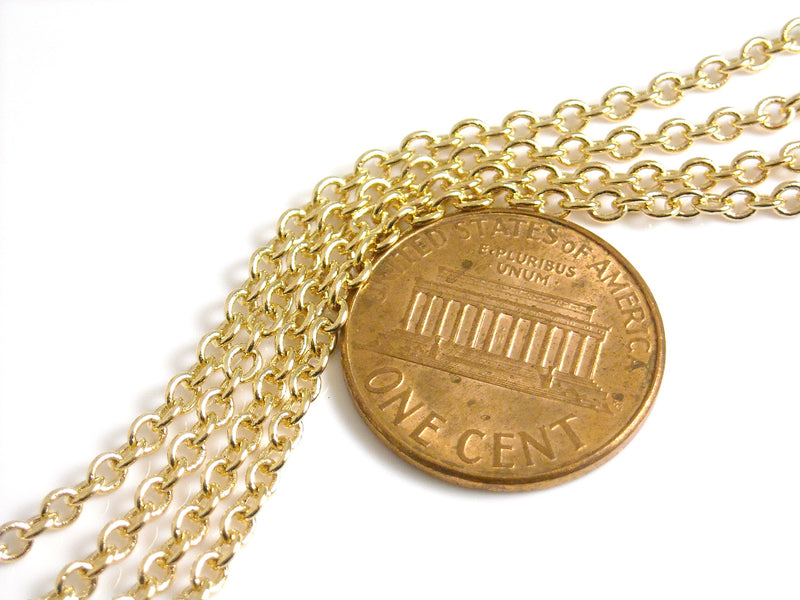 Chain - 14k Gold Plated - Premium Quality - 2.5mm x 2mm - Custom Length - Pim's Jewelry Supplies
