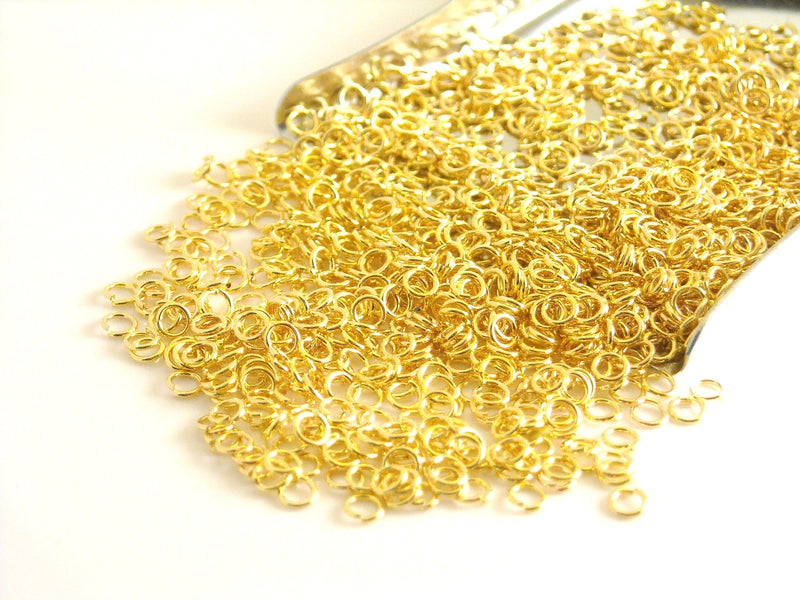 Jump Rings - 14k Gold Plated Stainless Steel - 2.5mm outer diameter - 50 pcs - Pim's Jewelry Supplies
