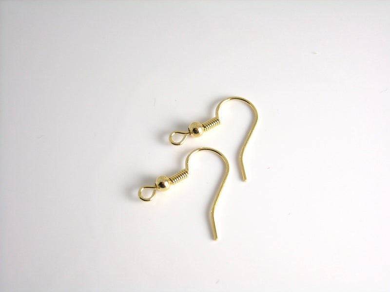 French Hook Earwire, Genuine 18k Gold Plated, 18mm long - 10 pieces