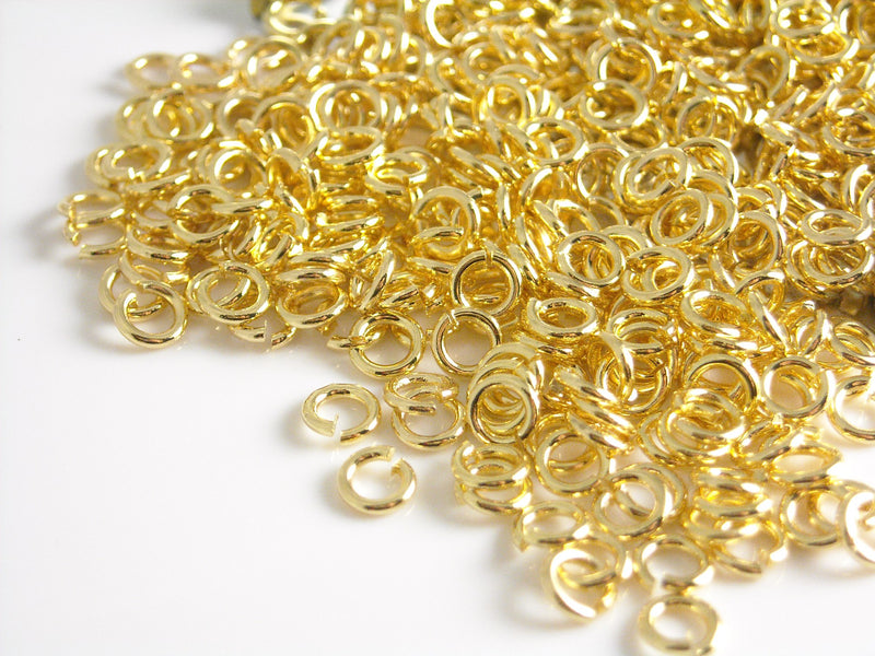 10pc, 7mm Gold Jump Rings, 18 gauge, 14kt Gold Filled, Open Jump Rings,  Thick Op