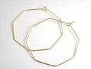 Octagon Shape Hoops, 14k Gold Plated, Choose 30mm or 50mm - 2 pieces