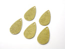 Flat Brushed Raw Brass Teardrop Shaped Pendants, Non-plated, 18mmx10mm - 4 pieces