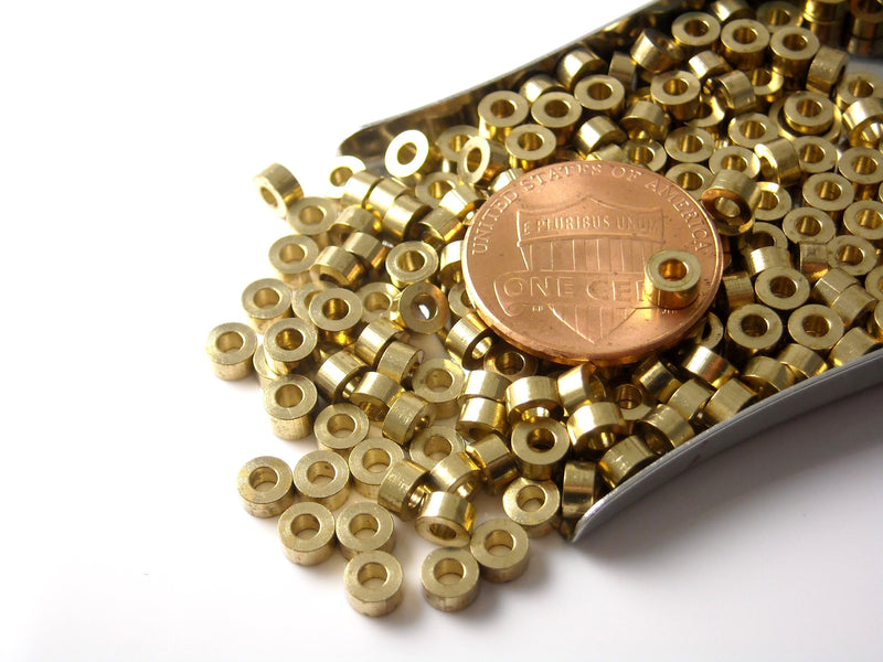 Heavy Brass Tube Spacers, Solid Brass (Unplated,) Choose from three sizes (4mm, 6mm or 8mm)