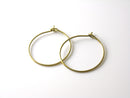 Wineglass Hoop Earrings, Raw Brass, 20mm diameter - 20 pcs