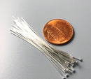 Silver Plated Flat End Head Pins (26 guage) - 1.75 inches - 50 pins - Pim's Jewelry Supplies