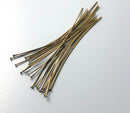Antique Bronze Plated Flat End Head Pins (26 guage) - 1.75 inches - 50 pins - Pim's Jewelry Supplies