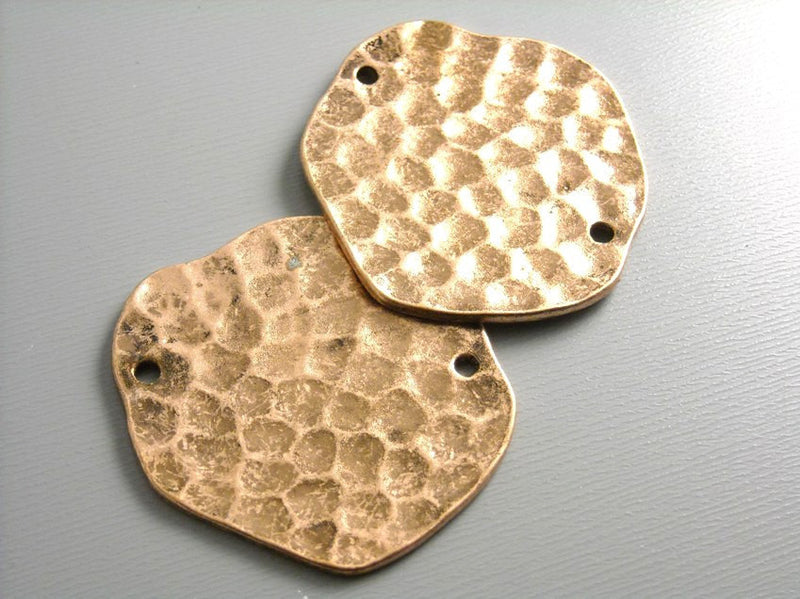Antiqued Copper Textured Discs - 34mm - 2 pcs - Pim's Jewelry Supplies