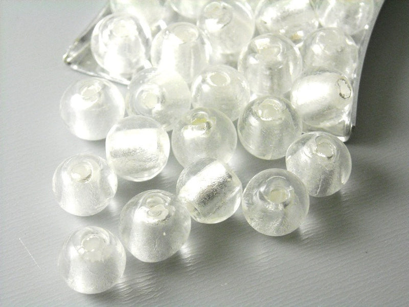 8mm Lampwork Roud Beads with Silver Core - 20 beads - Pim's Jewelry Supplies
