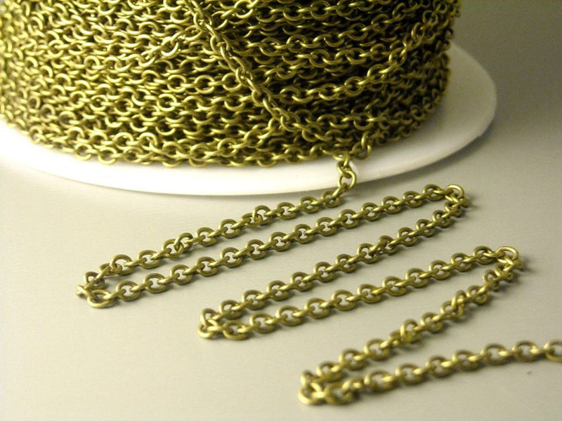 Chain - Antique Brass Finish - 2.2mm x 2mm Soldered Links - 10 feet - Pim's Jewelry Supplies