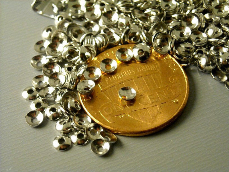 Mini Bead Caps, Dark Silver - 50 pcs - Pim's Jewelry Supplies