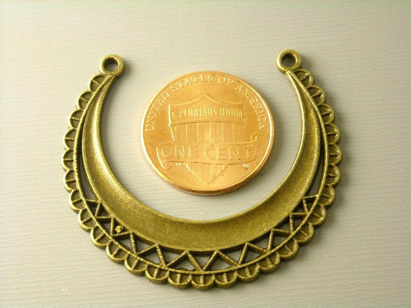 Filigree Crescent Connectors - Antique Bronze Plated - 40mm - 4 pcs - Pim's Jewelry Supplies