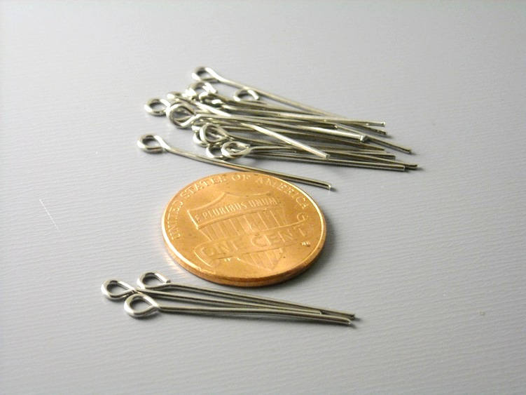 ANTIQUE Silver Plated Eyepins, 21 gauge, 24mm long (0.94 inches) - Pim's Jewelry Supplies