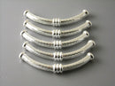 46mm Silver Plated Textured Brass Tubes - 2 pcs - Pim's Jewelry Supplies