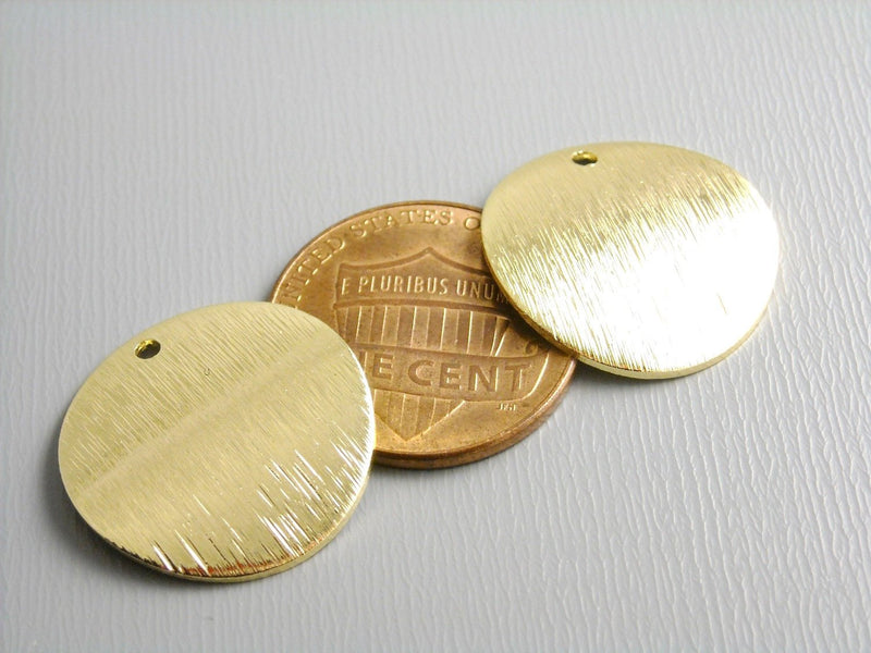 Charm - 14k Gold Plated - Round Tag, Curved & Textured - 18mm - 2 pcs - Pim's Jewelry Supplies