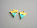 Charm - 14k Gold Plated - Turquoise - Triangle Shape - 13mm - 1 Charm - Pim's Jewelry Supplies