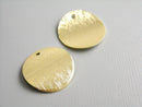 Charm - 14k Gold Plated - Round Tag, Curved & Textured - 18mm - 2 pcs - Pim's Jewelry Supplies