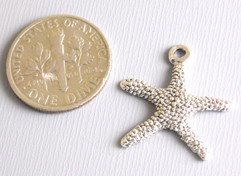 Antique Silver Star Fish Charm - 5 pcs - Pim's Jewelry Supplies