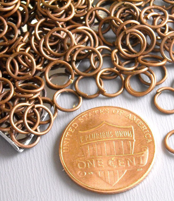 100 of 6mm Antique Copper Open Jump Rings - Pim's Jewelry Supplies