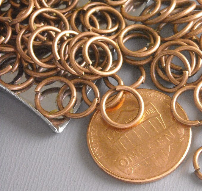 100 of 8mm Antique Copper Open Jump Rings - Pim's Jewelry Supplies