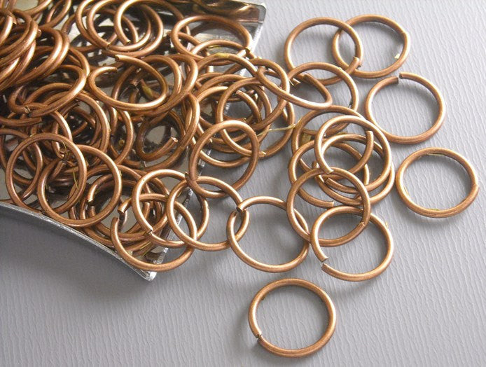 50 of 10mm Antique Copper Open Jump Rings - Pim's Jewelry Supplies