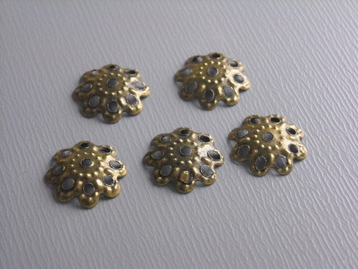 50 pcs Antique Bronze Filigree Bead Caps...10mm - Pim's Jewelry Supplies