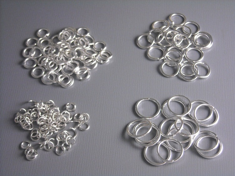 100 MIXED Silver Plated Open Jump Rings - 4mm, 6mm, 8mm & 10mm - Pim's Jewelry Supplies