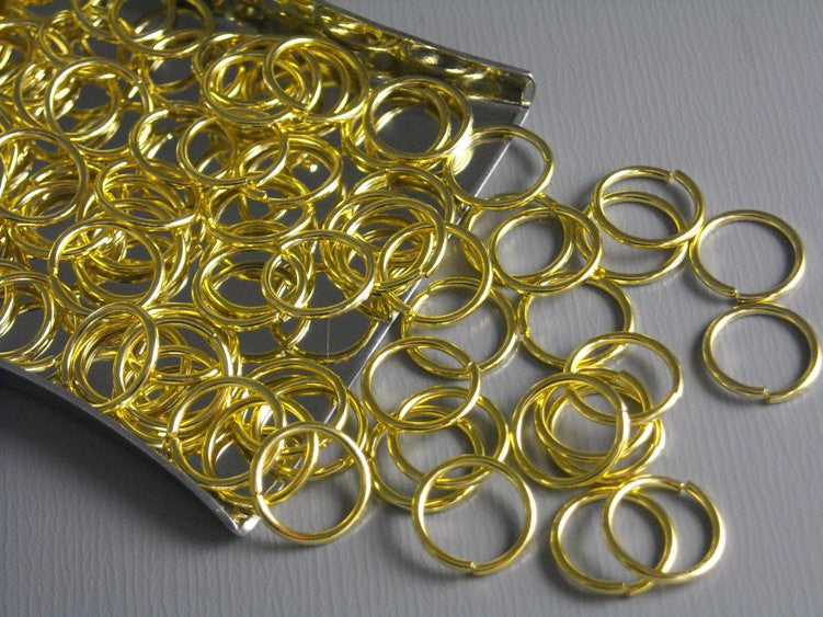 Gold Plated Open Jump Rings, 8mm  - 50 pcs - Pim's Jewelry Supplies