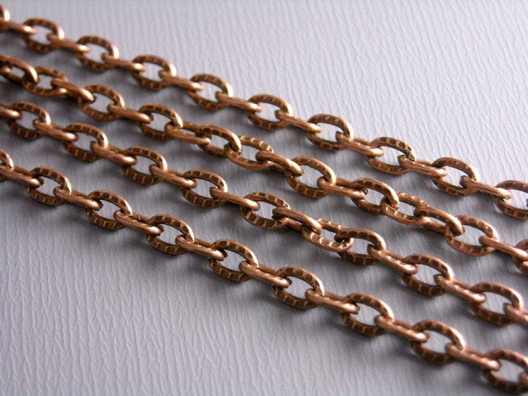 10-Foot 4mm x 3mm Textured Antique Copper Chain - Pim's Jewelry Supplies