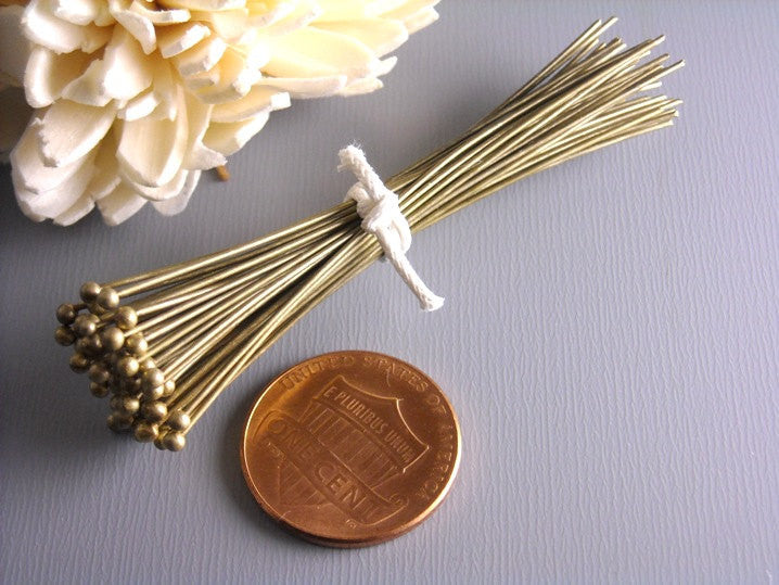 Headpins - Antique Bronze - 22 gauge - 2.5 inches - 50 pins - Pim's Jewelry Supplies