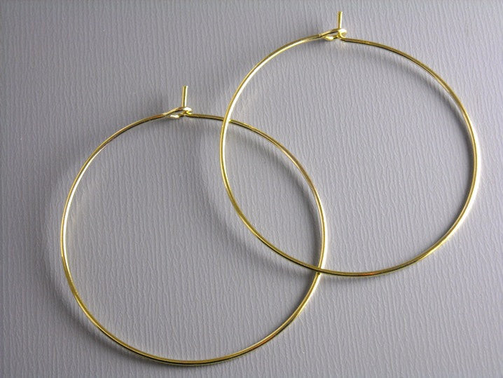 Hoop Earrings - Gold Plated - 35mm - 20 pcs (10 pairs) - Pim's Jewelry Supplies