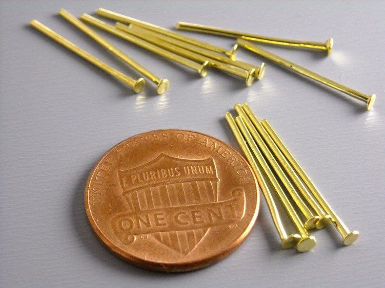 50 pcs of 20mm 14k Gold Plated Headpins (20 guage) - Pim's Jewelry Supplies
