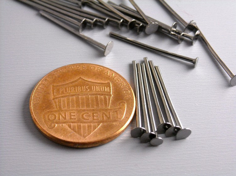50 pcs of 20mm Gunmetal Plated Headpins (20 guage) - Pim's Jewelry Supplies