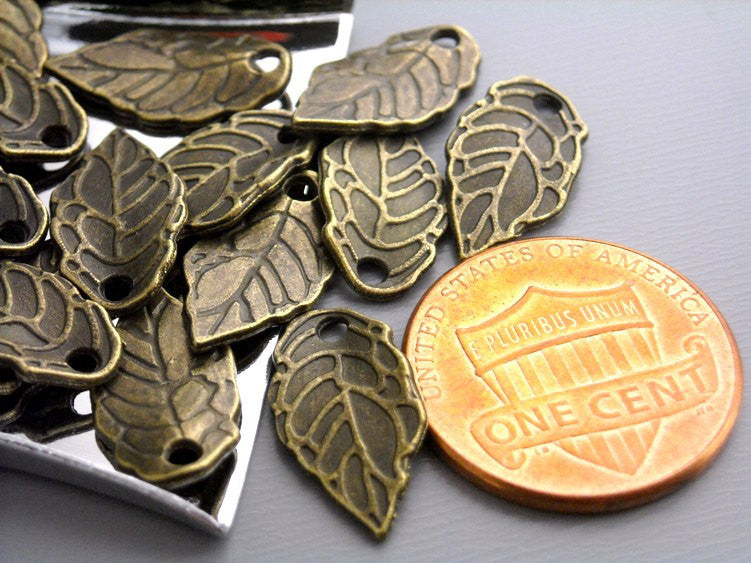 Antique Bronze Mini Leaf Charms (16mm) - 20 pcs - Pim's Jewelry Supplies