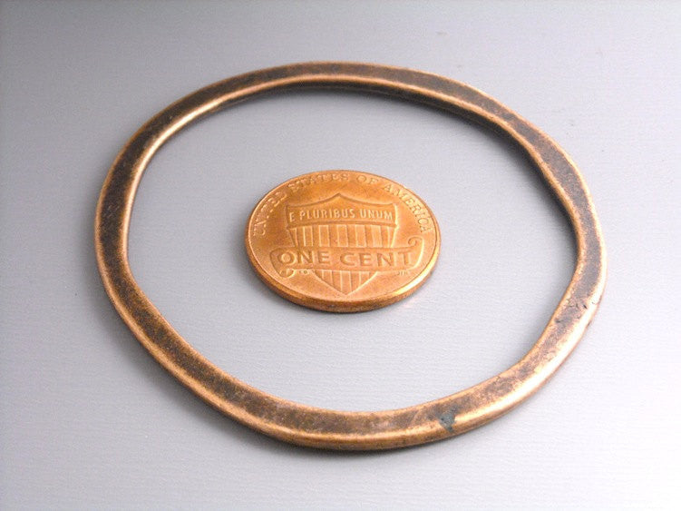 Large 53mm Antique Copper Circle Links - 2 pcs - Pim's Jewelry Supplies