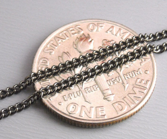 10-Feet Gunmetal Fine Twisted Link Chain, 1.5 x 1mm - Pim's Jewelry Supplies
