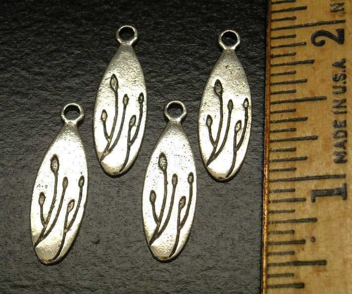 Stamped Charm in Antique Silver, Oval, 6 pcs - Pim's Jewelry Supplies