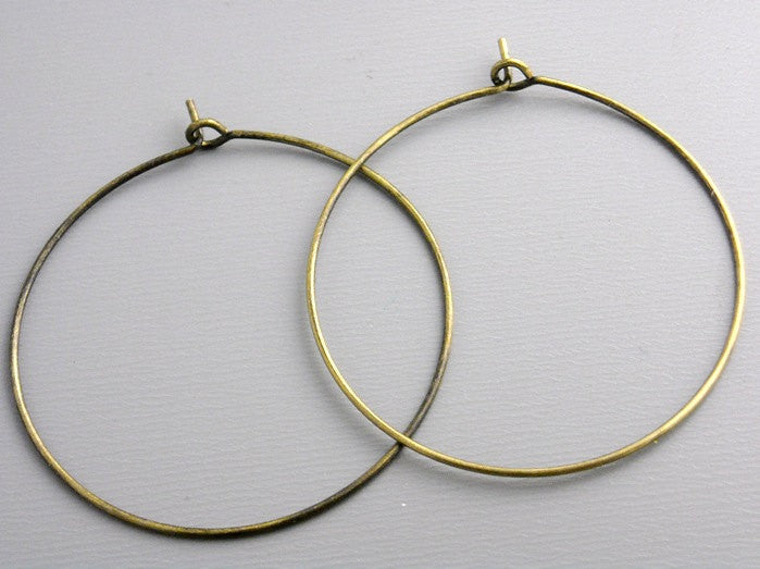 Hoop Earrings - Antique Bronze Plated - 35mm - 20 pcs (10 pairs) - Pim's Jewelry Supplies