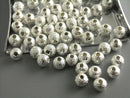 Round Stardust Brass Bead, Silver Plated, 4mm - 20 pcs - Pim's Jewelry Supplies