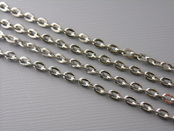 10-Feet 3mm x 2mm Antiqued Silver Chain - Pim's Jewelry Supplies