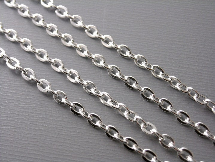 10-Feet 3mm x 2mm Silver Plated Chain - Pim's Jewelry Supplies