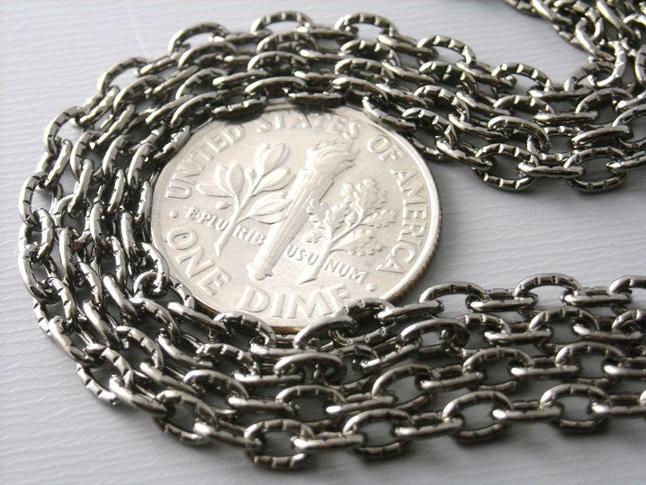 10-Feet 4mm x 3mm Textured Gunmetal Plated Chain - Pim's Jewelry Supplies