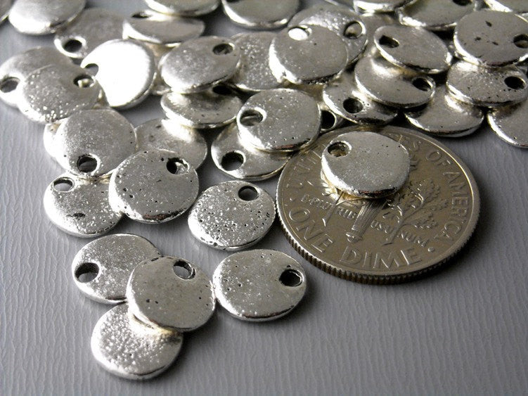 Antiqued Silver Plated Tiny Disc - 10 pcs - Pim's Jewelry Supplies