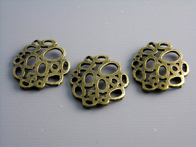 Antique Bronze Bubble Charms - 6 pcs - Pim's Jewelry Supplies