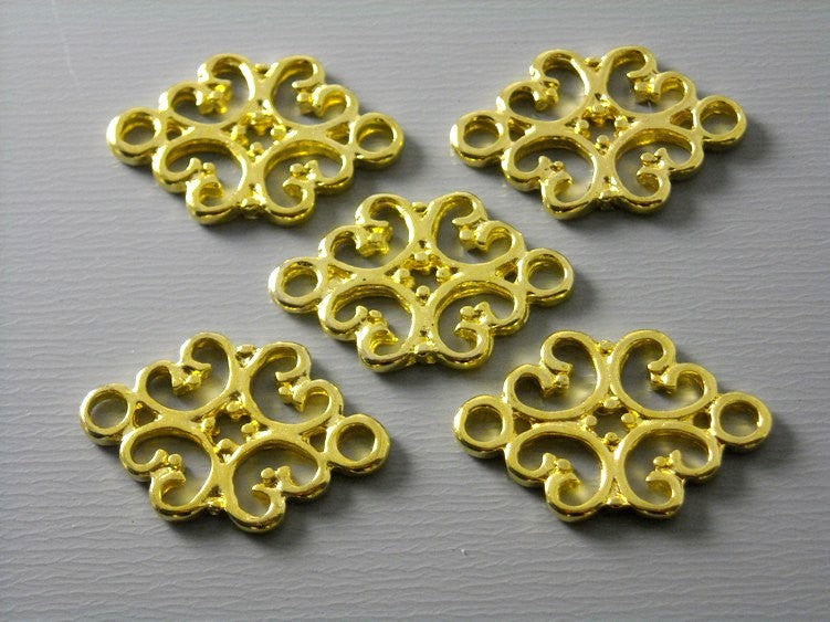 Gold Plated Filigree Connectors - 10 pcs - Pim's Jewelry Supplies
