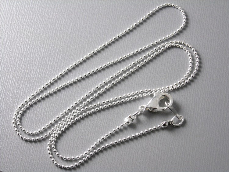 Ball Chain Necklace - Silver Plated - 1mm - Grade A - 18 inches - 5 Necklaces - Pim's Jewelry Supplies