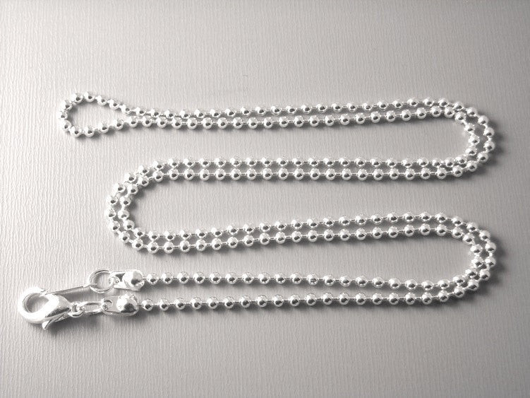 Ball Chain Necklace - Silver Plated - 2mm -  24 inches - 5 Necklaces - Pim's Jewelry Supplies