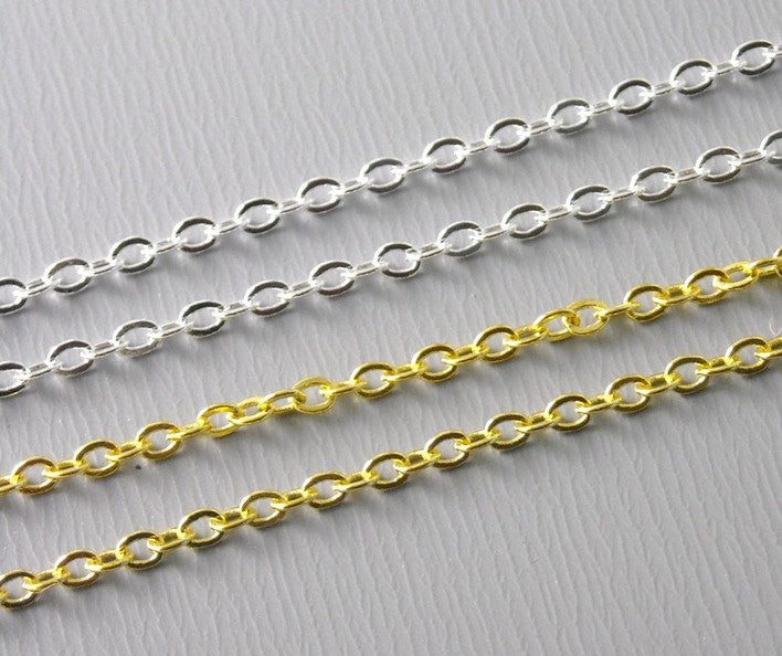 Necklace - Silver Plated - 2mm x 1.5mm - 16 inches - 5 pcs - Pim's Jewelry Supplies