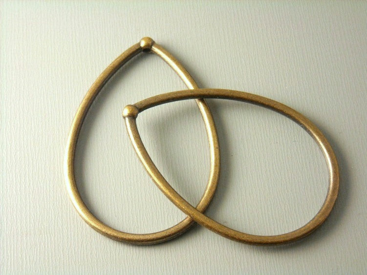 Antique Copper Large Drop Shaped Hoops - 4 pcs - Pim's Jewelry Supplies